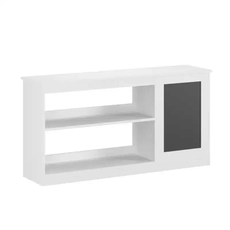 MAYEERTY Étagère à livres et meuble de rangement pour jouets 3 en 1 avec tableau noir, organiseur pour salle de jeux, chambre, salle de classe, blanc