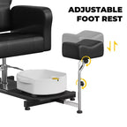 Fauteuil de pédicure avec tabouret, repose-pieds et bassin de massage, réglable en hauteur, fauteuil de pédicure avec repose-pieds inclinable hydraulique et pivotant à 360 degrés