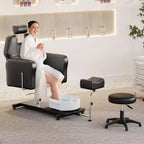 Fauteuil de pédicure avec tabouret, repose-pieds et bassin de massage, réglable en hauteur, fauteuil de pédicure avec repose-pieds inclinable hydraulique et pivotant à 360 degrés