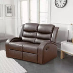 MAYEERTY Faux Leather Reclining Loveseat, 2-Seat Adjustable Backrest Recliner for Living Room, Brown