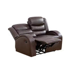 MAYEERTY Causeuse inclinable en similicuir, Fauteuil inclinable 2 places à dossier réglable pour salon, Marron