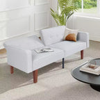 Zevemomo Convertible Sofa Bed With Adjustable Backrest,Functions As A Recliner And Loveseat,Foam And Spring Cushions,White
