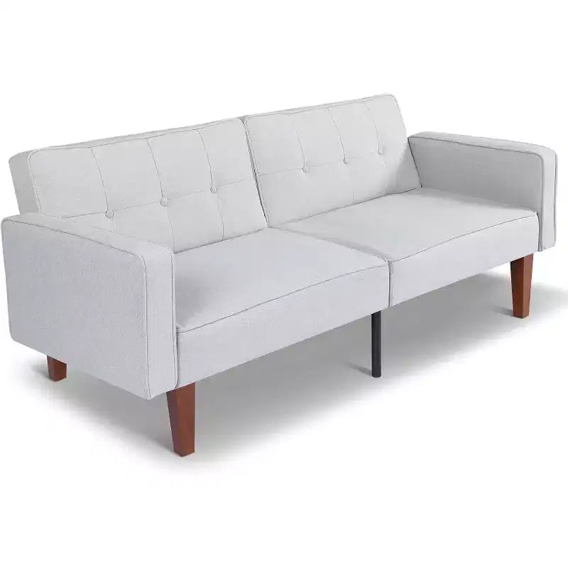 Canapé-lit convertible Zevemomo avec dossier réglable, fonctions de fauteuil inclinable et de causeuse, coussins en mousse et à ressorts, blanc