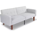 Canapé-lit convertible Zevemomo avec dossier réglable, fonctions de fauteuil inclinable et de causeuse, coussins en mousse et à ressorts, blanc