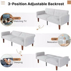 Canapé-lit convertible Zevemomo avec dossier réglable, fonctions de fauteuil inclinable et de causeuse, coussins en mousse et à ressorts, blanc