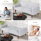 Canapé-lit convertible Zevemomo avec dossier réglable, fonctions de fauteuil inclinable et de causeuse, coussins en mousse et à ressorts, blanc