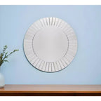 Miroir d'appoint HomeRoots 24 rond biseauté encadré de verre clair
