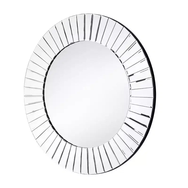 Miroir d'appoint HomeRoots 24 rond biseauté encadré de verre clair