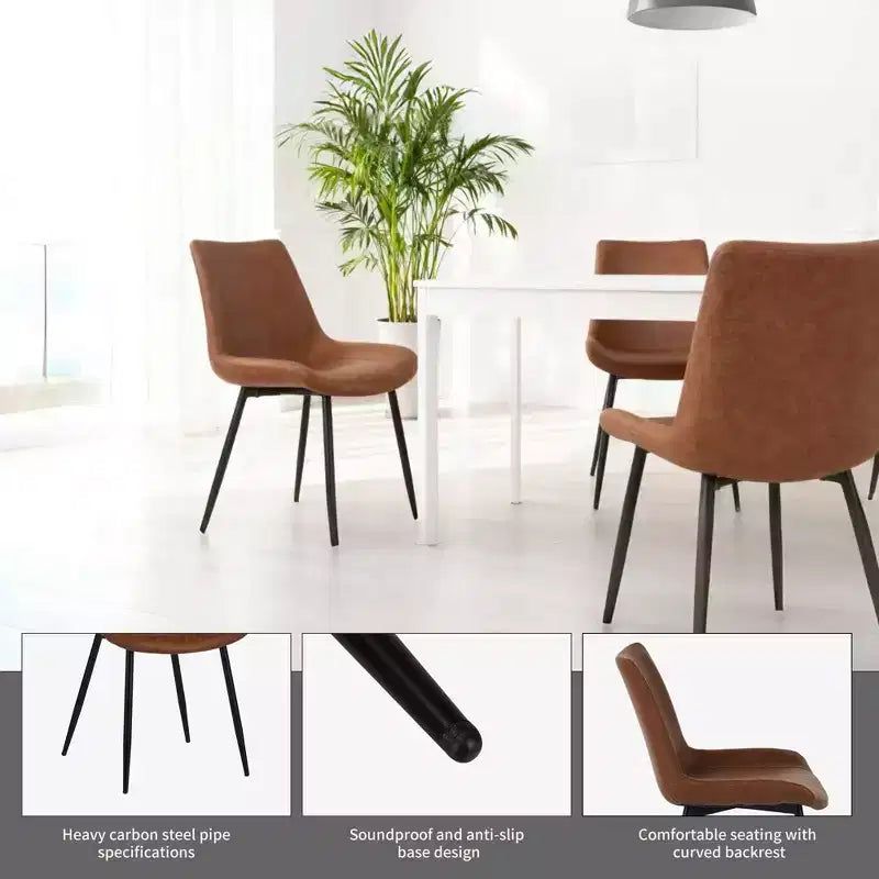 Chaises de salle à manger Okak de style moderne et design minimaliste pour cuisine et salle à manger, lot de 4 chaises de salle à manger sans accoudoirs à cadre solide