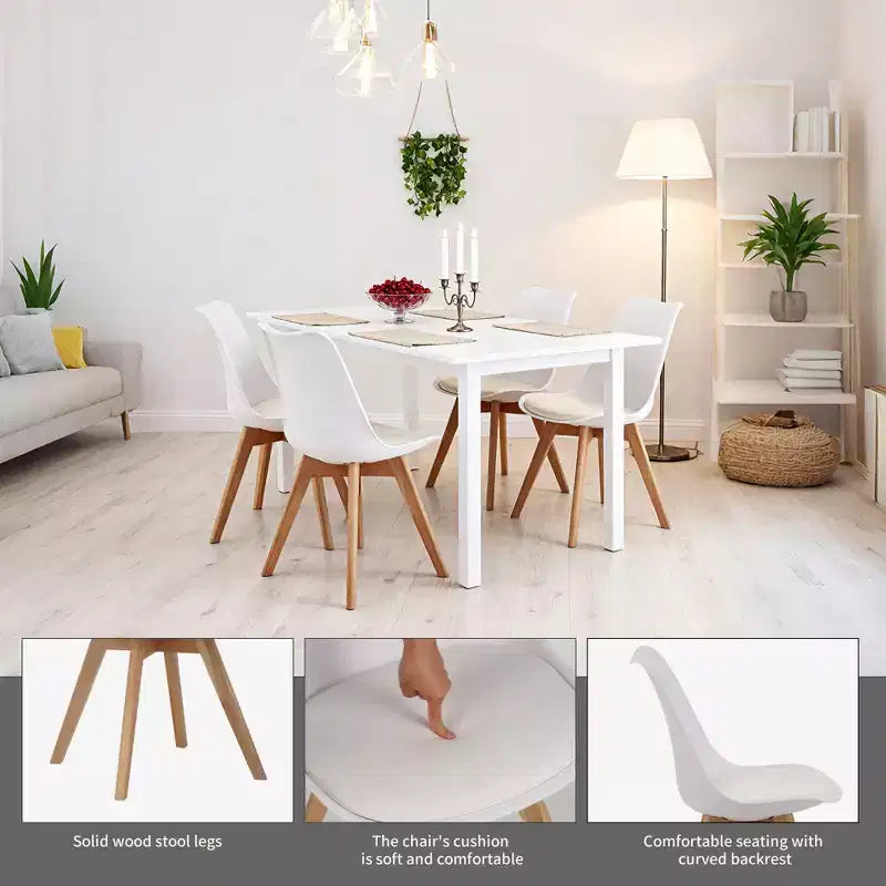 Chaises de salle à manger Okak de style moderne et design minimaliste pour cuisine et salle à manger, lot de 4 chaises de salle à manger sans accoudoirs à cadre solide
