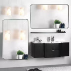 Miroir de salle de bain rectangulaire Okak horizontal et vertical, miroir de courtoisie avec cadre en alliage d'aluminium, miroir mural pour salle de bain, salon