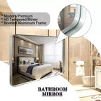 Miroir de salle de bain rectangulaire Okak horizontal et vertical, miroir de courtoisie avec cadre en alliage d'aluminium, miroir mural pour salle de bain, salon