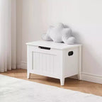 Banc de rangement avec coussin, Coffre de rangement en bois de 60 cm, Banc d'entrée à couvercle rabattable avec 2 charnières de sécurité, Grande malle de rangement pour salon