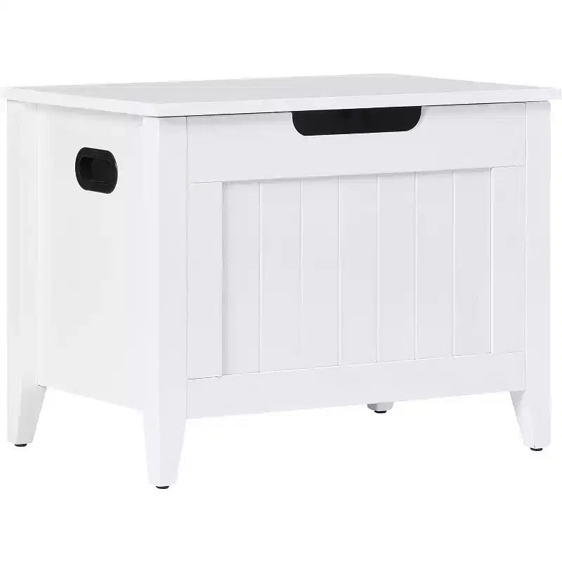 Banc de rangement avec coussin, Coffre de rangement en bois de 60 cm, Banc d'entrée à couvercle rabattable avec 2 charnières de sécurité, Grande malle de rangement pour salon
