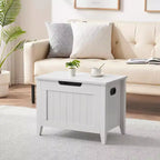Banc de rangement avec coussin, Coffre de rangement en bois de 60 cm, Banc d'entrée à couvercle rabattable avec 2 charnières de sécurité, Grande malle de rangement pour salon