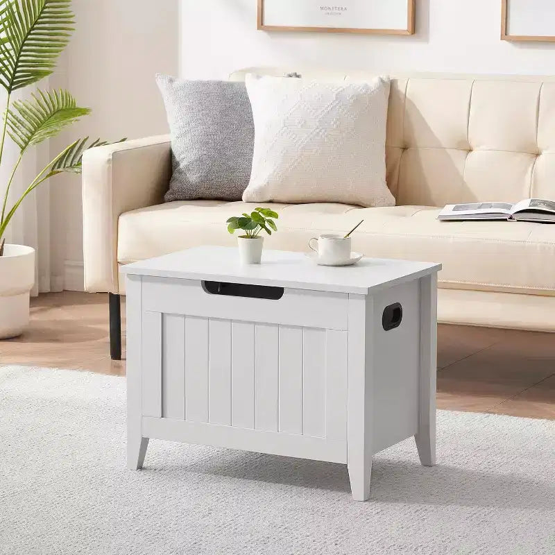 Banc de rangement avec coussin, Coffre de rangement en bois de 60 cm, Banc d'entrée à couvercle rabattable avec 2 charnières de sécurité, Grande malle de rangement pour salon