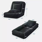 COZONY Lit de sol, canapé-lit, fauteuil paresseux réglable 5 positions, lit pour humains et animaux de compagnie, tatami pliable, oreillers inclus