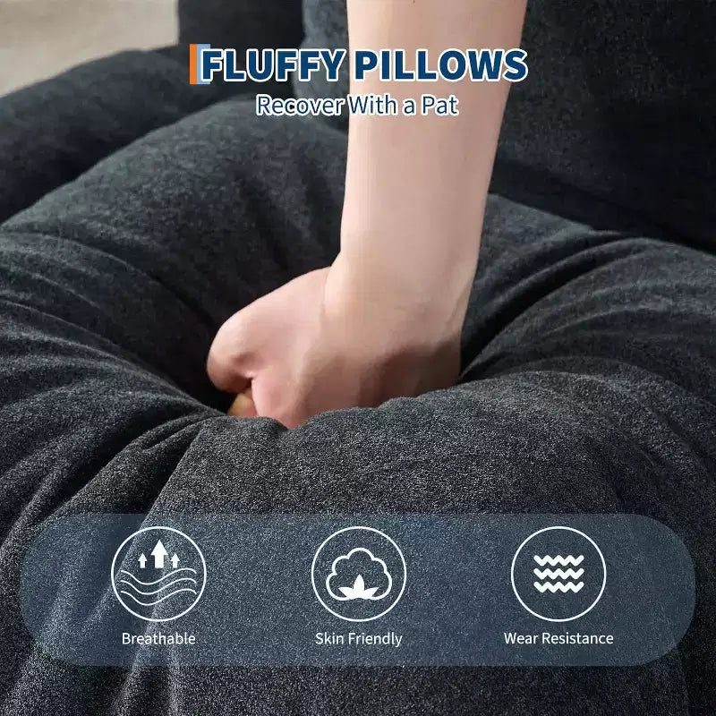 COZONY Lit de sol, canapé-lit, fauteuil paresseux réglable 5 positions, lit pour humains et animaux de compagnie, tatami pliable, oreillers inclus