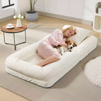 COZONY Lit de sol, canapé-lit, fauteuil paresseux réglable 5 positions, lit pour humains et animaux de compagnie, tatami pliable, oreillers inclus