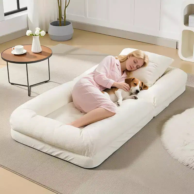 COZONY Lit de sol, canapé-lit, fauteuil paresseux réglable 5 positions, lit pour humains et animaux de compagnie, tatami pliable, oreillers inclus