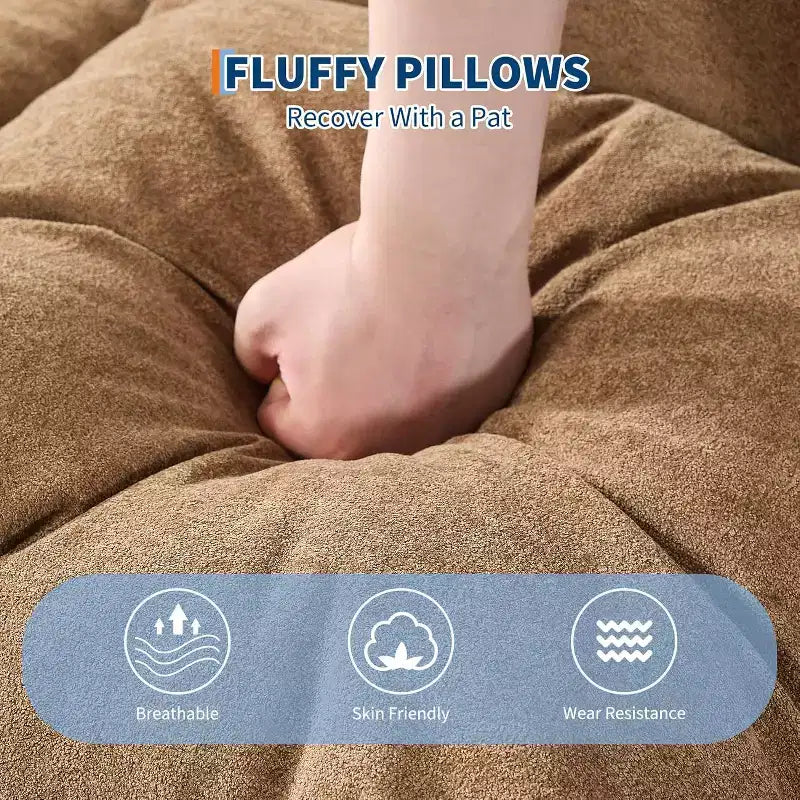 COZONY Lit de sol, canapé-lit, fauteuil paresseux réglable 5 positions, lit pour humains et animaux de compagnie, tatami pliable, oreillers inclus