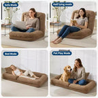 COZONY Lit de sol, canapé-lit, fauteuil paresseux réglable 5 positions, lit pour humains et animaux de compagnie, tatami pliable, oreillers inclus