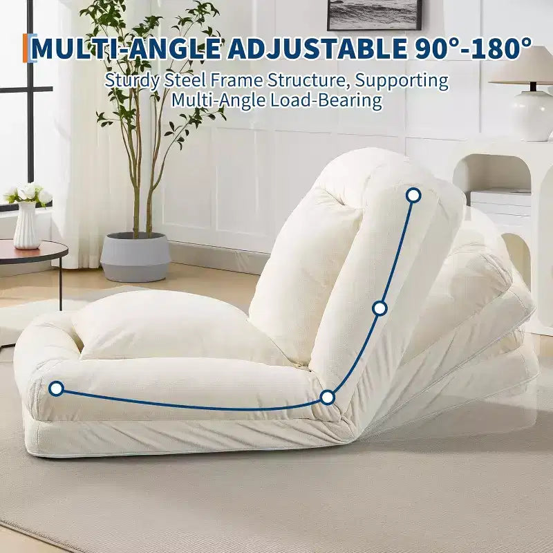 COZONY Lit de sol, canapé-lit, fauteuil paresseux réglable 5 positions, lit pour humains et animaux de compagnie, tatami pliable, oreillers inclus