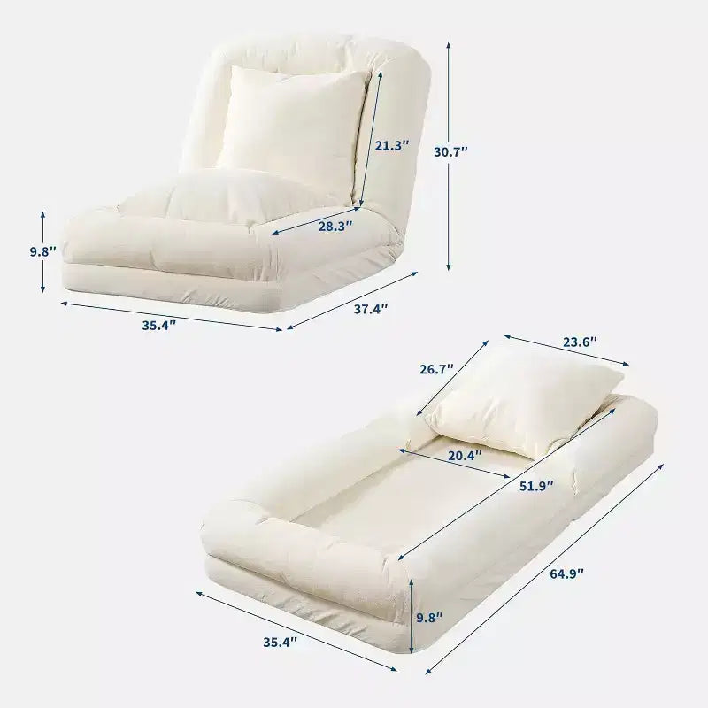 COZONY Lit de sol, canapé-lit, fauteuil paresseux réglable 5 positions, lit pour humains et animaux de compagnie, tatami pliable, oreillers inclus