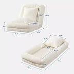COZONY Lit de sol, canapé-lit, fauteuil paresseux réglable 5 positions, lit pour humains et animaux de compagnie, tatami pliable, oreillers inclus