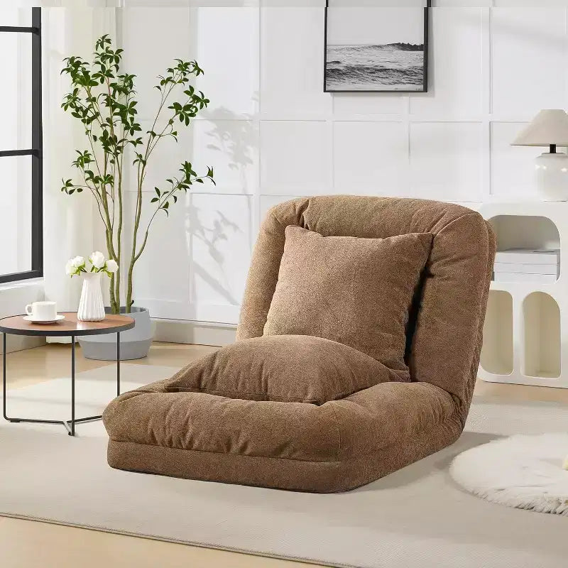 COZONY Lit de sol, canapé-lit, fauteuil paresseux réglable 5 positions, lit pour humains et animaux de compagnie, tatami pliable, oreillers inclus