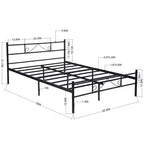 FurnitureR Cadre de lit double en métal avec tête et pied de lit, plateforme de lit avec rangement sous le lit, silencieux, pas besoin de sommier tapissier, noir