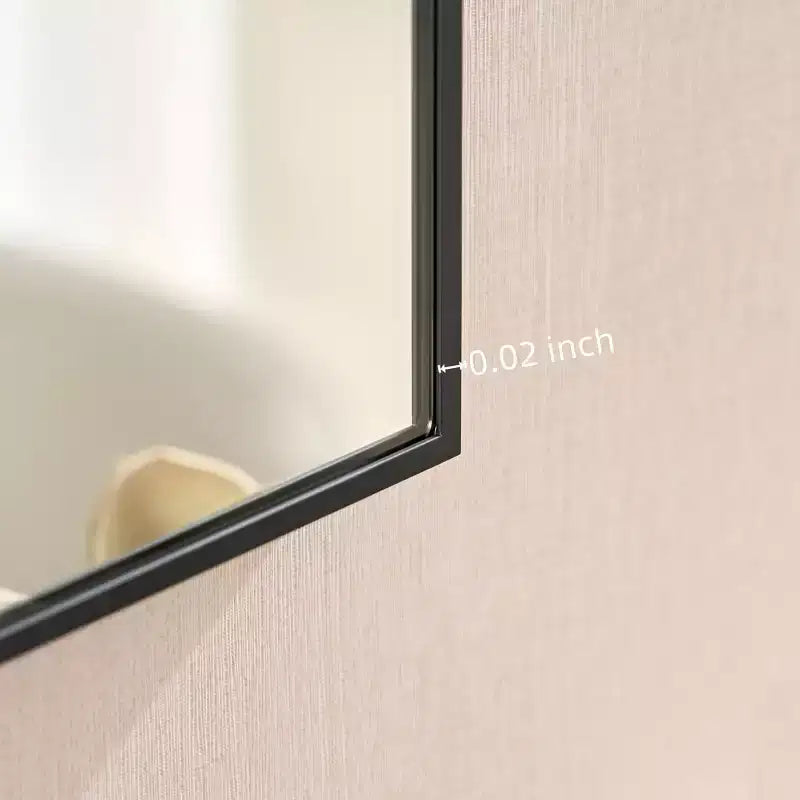 Okak 60X22IN Miroir mural rectangulaire minimaliste avec cadre en aluminium, miroir de salle de bain avec 2 options d'accrochage, miroir de courtoisie pour salle de bain, noir
