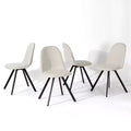 FurnitureR Swivel Dining Chairs Set of 4, Liner Upholstery Fabric Chair Armelss Mid Back with Metal Legs for Dining Room, Kitchen, Restaurant, Beige
