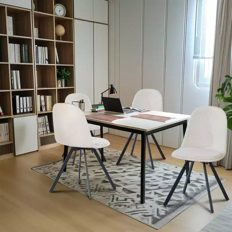 FurnitureR Lot de 4 chaises de salle à manger pivotantes, en tissu de rembourrage Liner, sans accoudoirs, dossier mi-haut, avec pieds en métal pour salle à manger, cuisine, restaurant, beige