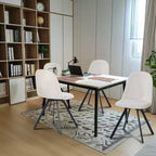 FurnitureR Lot de 4 chaises de salle à manger pivotantes, en tissu de rembourrage Liner, sans accoudoirs, dossier mi-haut, avec pieds en métal pour salle à manger, cuisine, restaurant, beige