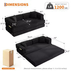 Canapé-lit convertible, canapé-lit de 78,8 po, canapé-lit pliant 5-en-1 avec cadre fixe, oreiller, tissu en velours côtelé