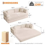 Canapé-lit convertible, canapé-lit de 78,8 po, canapé-lit pliant 5-en-1 avec cadre fixe, oreiller, tissu en velours côtelé
