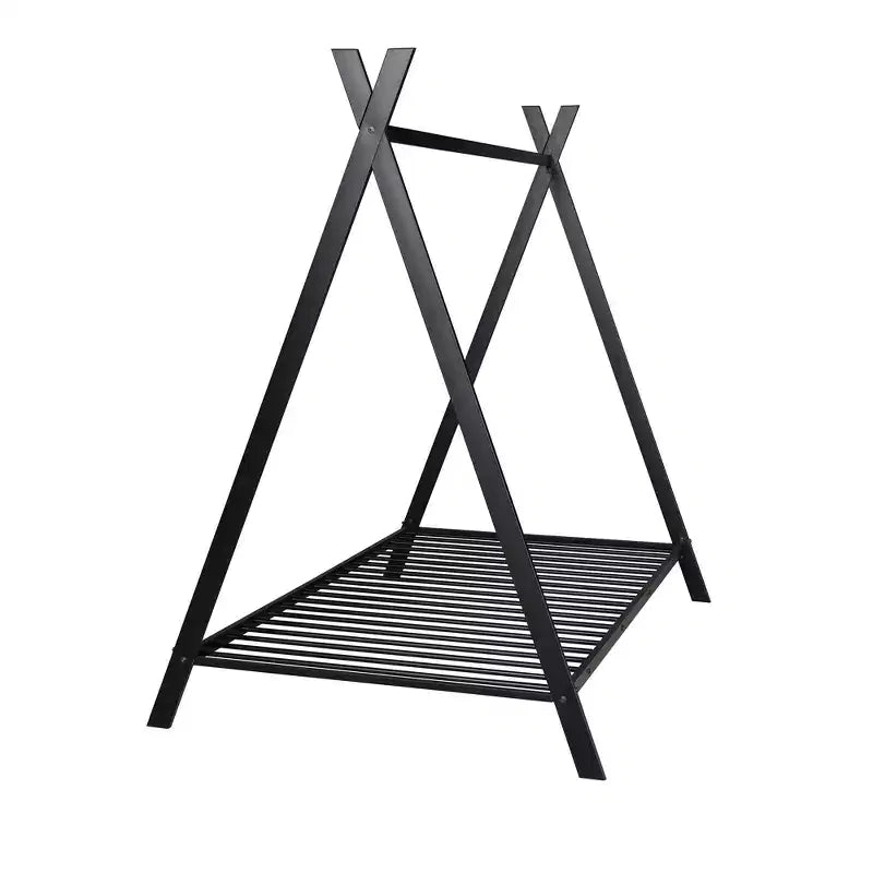 Lit cabane simple, cadre de lit en métal avec tente, lit cabane au sol avec lattes pour enfants, filles, garçons, aucun sommier tapissier requis