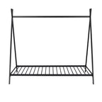 Lit cabane simple, cadre de lit en métal avec tente, lit cabane au sol avec lattes pour enfants, filles, garçons, aucun sommier tapissier requis