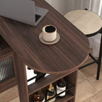 Meuble de salle à manger hauteur comptoir avec rangement, porte en verre cannelé et plateau rotatif à 3 étagères, meuble de bar moderne pour salle à manger et salon