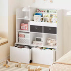 Meuble de Rangement pour Enfants, Bibliothèque en Bois avec 4 Tiroirs, Étagère de Rangement, Organisateur de Boîtes de Rangement pour Tout-petits pour Chambre, Salle de Jeux, Chambre d'Enfant