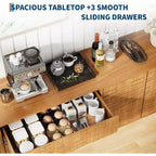 Buffet moderne du milieu du siècle de 61 po avec motif de rainures ondulantes - Grand buffet de rangement avec 3 tiroirs