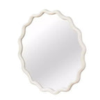 Miroir décoratif rond ondulé à cadre en bois massif blanc de 36 pouces, pour chambre à coucher, salle de bain, salon, entrée