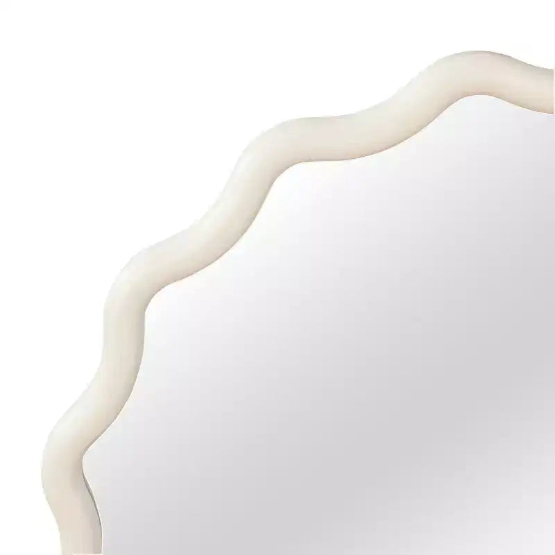 Miroir décoratif rond ondulé à cadre en bois massif blanc de 36 pouces, pour chambre à coucher, salle de bain, salon, entrée