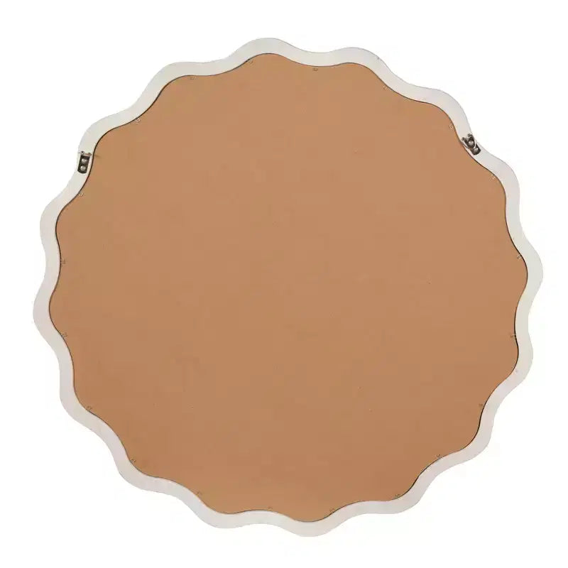 Miroir décoratif rond ondulé à cadre en bois massif blanc de 36 pouces, pour chambre à coucher, salle de bain, salon, entrée