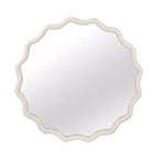 Miroir décoratif rond ondulé à cadre en bois massif blanc de 36 pouces, pour chambre à coucher, salle de bain, salon, entrée