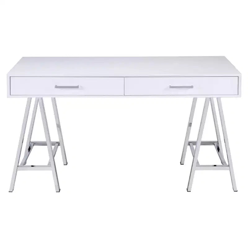 Bureaux d'ordinateur en bois marron de 74 cm de haut HomeStock avec étagère de rangement ouverte