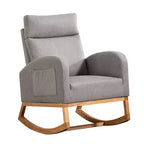 Fauteuil à bascule pour chambre d'enfant, Fauteuil à bascule rembourré pour chambre d'enfant avec pieds en bois d'hévéa, dossier haut confortable, poches latérales, fauteuil