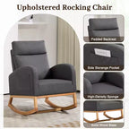 Fauteuil à bascule pour chambre d'enfant, Fauteuil à bascule rembourré pour chambre d'enfant avec pieds en bois d'hévéa, dossier haut confortable, poches latérales, fauteuil