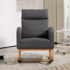 Fauteuil à bascule pour chambre d'enfant, Fauteuil à bascule rembourré pour chambre d'enfant avec pieds en bois d'hévéa, dossier haut confortable, poches latérales, fauteuil